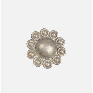 Antique Mexican Silver Domed Flower Brooch Pin "Ave. Juarez Prieto 40 1925"